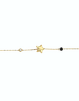 14K Yellow Gold Bracelet With 0.02 Carat White Diamond and 0.20 Carat Black Spinel