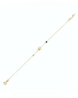 14K Yellow Gold Bracelet With 0.02 Carat White Diamond and 0.20 Carat Black Spinel