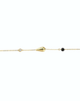 14K Yellow Gold Bracelet With 0.02 Carat White Diamond and 0.20 Carat Black Spinel