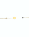 14K Yellow Gold Bracelet With 0.02 Carat White Diamond and 0.20 Carat Black Spinel