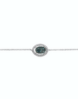 14K White Gold Bracelet With 0.09 Carat White Diamonds and 0.10 Carat Blue Diamonds