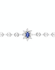 14K Yellow White Gold Bracelet With 0.06 Carat White Diamonds and 0.30 Carat Blue Sapphire