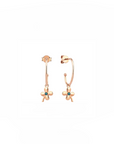 14K Rose gold earrings with 0.02 carat White Diamonds and Blue Topaz