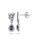 14K White gold earrings with 0.50 carat Blue Sapphire and 0.61 carat White Diamonds