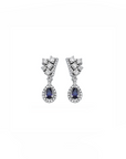 14K White gold earrings with 0.50 carat Blue Sapphire and 0.61 carat White Diamonds