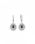 14K White gold earrings with 0.42 carat Blue Sapphire and 0.19 carat White Diamonds