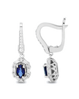 14K White gold earrings with 0.56 carat Blue Sapphire and 0.25 carat White Diamonds