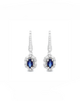 14K White gold earrings with 0.56 carat Blue Sapphire and 0.25 carat White Diamonds