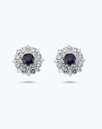 14K White gold earrings with 1.40 carat Blue Sapphire and 0.16 carat White Diamonds