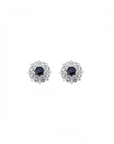 14K White gold earrings with 1.40 carat Blue Sapphire and 0.16 carat White Diamonds