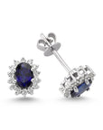 14K White gold earrings with 0.87 carat Blue Sapphire and 0.23 carat White Diamonds