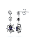 14K White gold earrings with 0.61 carat Blue Sapphire and 0.09 carat White Diamonds