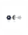 14K White gold earrings with 0.77 carat Blue Sapphire and 0.23 carat White Diamonds