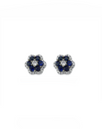 14K White gold earrings with 0.77 carat Blue Sapphire and 0.23 carat White Diamonds