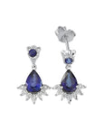 14K White gold earrings with 2.93 carat Blue Sapphire and 0.08 carat White Diamonds