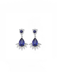 14K White gold earrings with 2.93 carat Blue Sapphire and 0.08 carat White Diamonds