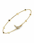 14K Yellow Gold Bracelet With 0.12 carat Black Diamonds and 0.02 Carat White Diamonds