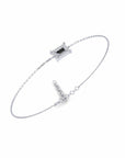 14K White Gold Bracelet With 0.13 Carat White Diamonds and 0.11 Carat Black Diamonds