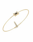 14K Yellow Gold Bracelet With 0.13 Carat White Diamonds and 0.11 Carat Black Diamond