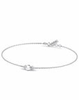 14K White Gold Bracelet With 0.06 Carat Stone and 0.40 Carat Cultured Pearl