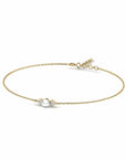 14K Yellow Gold Bracelet With 0.06 Carat Stone and 0.40 Carat Cultured Pearl