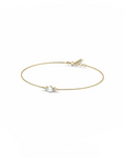 14K Yellow Gold Bracelet With 0.06 Carat Stone and 0.40 Carat Cultured Pearl