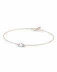 14K Rose Gold Bracelet With 0.06 Carat Stone and 0.40 Carat Cultured Pearl