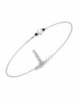 14K White Gold Bracelet With 0.06 Carat Stone and 0.40 Carat Cultured Pearl