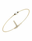 14K Yellow Gold Bracelet With 0.06 Carat Stone and 0.40 Carat Cultured Pearl