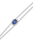 14K White Gold Bracelet With 0.40 Carat Blue Sapphire and 0.02 Carat White Diamonds