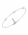 14K White Gold Bracelet With 0.07 Carat White Diamonds and 0.60 Carat Natural Pearl