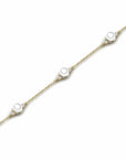 14K Yellow Gold Bracelet With 0.07 Carat White Diamonds and 0.60 Carat Natural Pearl