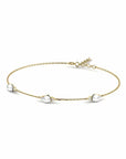 14K Yellow Gold Bracelet With 0.07 Carat White Diamonds and 0.60 Carat Natural Pearl