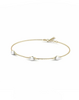 14K Yellow Gold Bracelet With 0.07 Carat White Diamonds and 0.60 Carat Natural Pearl