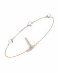 14K Rose Gold Bracelet With 0.07 Carat White Diamonds and 0.60 Carat Natural Pearl