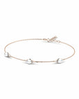 14K Rose Gold Bracelet With 0.07 Carat White Diamonds and 0.60 Carat Natural Pearl