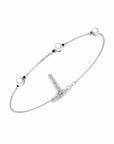 14K White Gold Bracelet With 0.07 Carat Black Diamonds and 0.60 Carat Natural Pearl