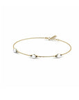 14K Yellow Gold Bracelet With 0.07 Carat Black Diamonds and 0.60 Carat Natural Pearl