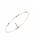 14K Rose Gold Bracelet With 0.07 Carat Black Diamonds and 0.60 Carat Natural Pearl