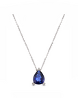 14K White gold necklace with 0.30 carat Blue Sapphire and 0.02 carat White Diamonds