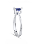 14K White gold ring with 0.3 carat Blue Sapphire and 0.02 carat White Diamonds