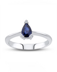 14K White gold ring with 0.3 carat Blue Sapphire and 0.02 carat White Diamonds