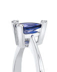 14K White gold ring with 0.3 carat Blue Sapphire and 0.02 carat White Diamonds