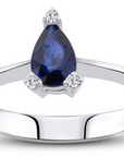 14K White gold ring with 0.3 carat Blue Sapphire and 0.02 carat White Diamonds