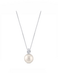 14K White gold necklace with 0.5 carat Natural Pearl and 0.02 carat White Diamond