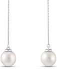 14K White gold earrings with 0.80 carat Natural Pearls and 0.03 carat White Diamonds