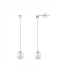 14K White gold earrings with 0.80 carat Natural Pearls and 0.03 carat White Diamonds