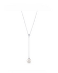 14K White gold necklace with 0.35 carat Natural Pearl and 0.01 carat White Diamond