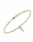 14K Gold  Bracelet With 0.06 Carat White Diamonds