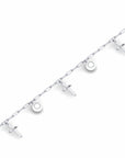 14K White Gold Bracelet With 0.01 Carat White Diamond and 0.60 Carat Natural Pearl